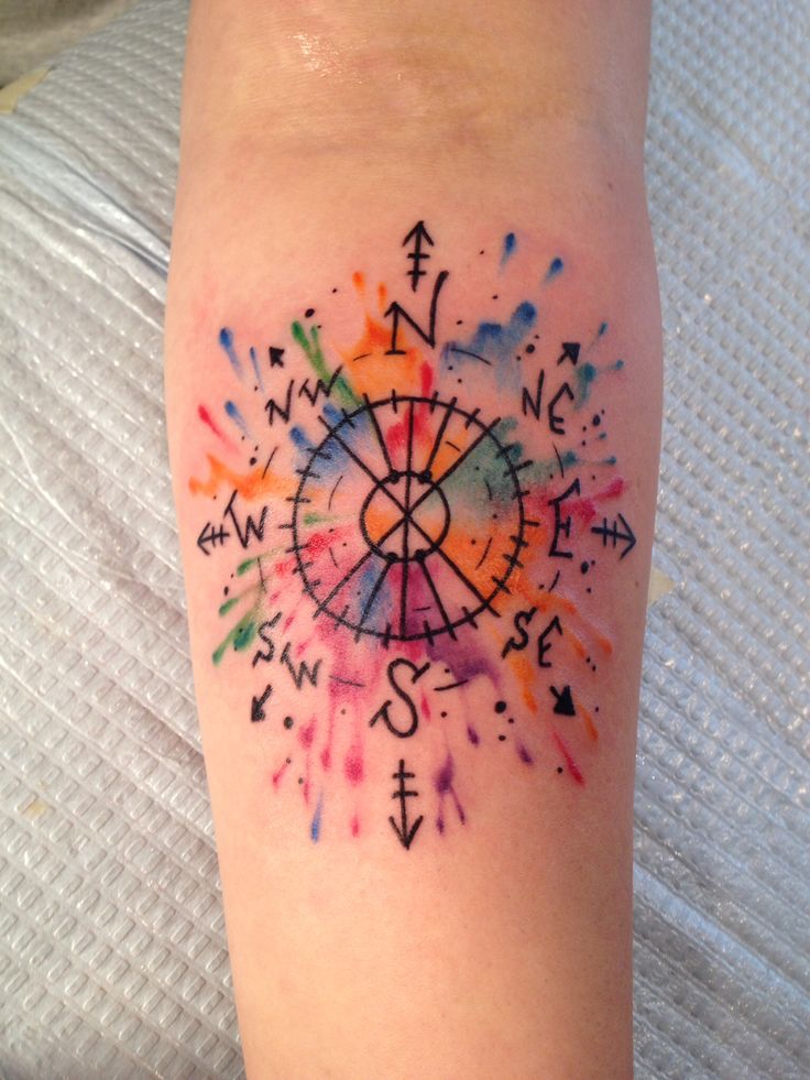 Watercolor Tattoos Compasses