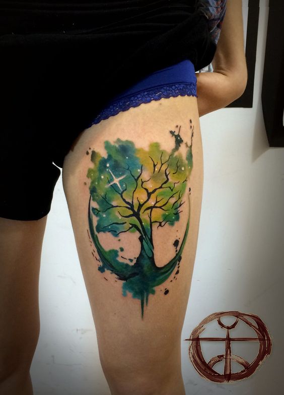 Watercolor Tree Tattoo