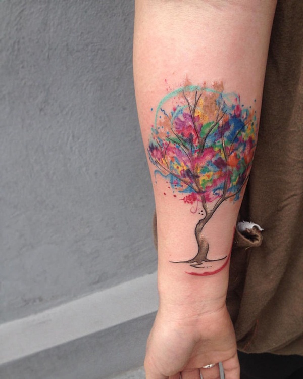 Watercolor Tree Tattoo 2015