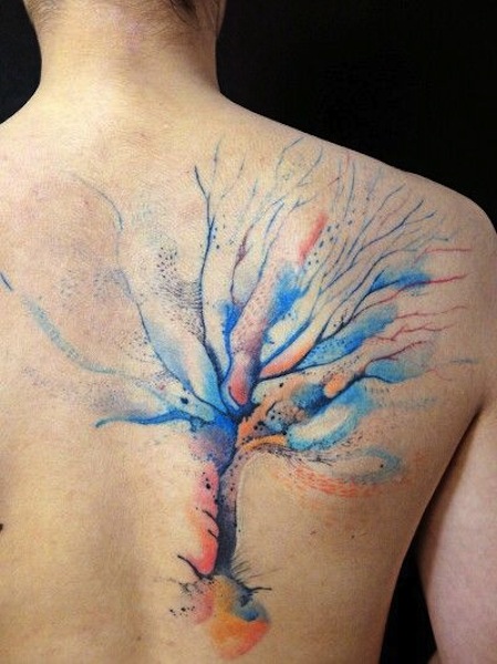 Watercolor Tree Tattoo Designs