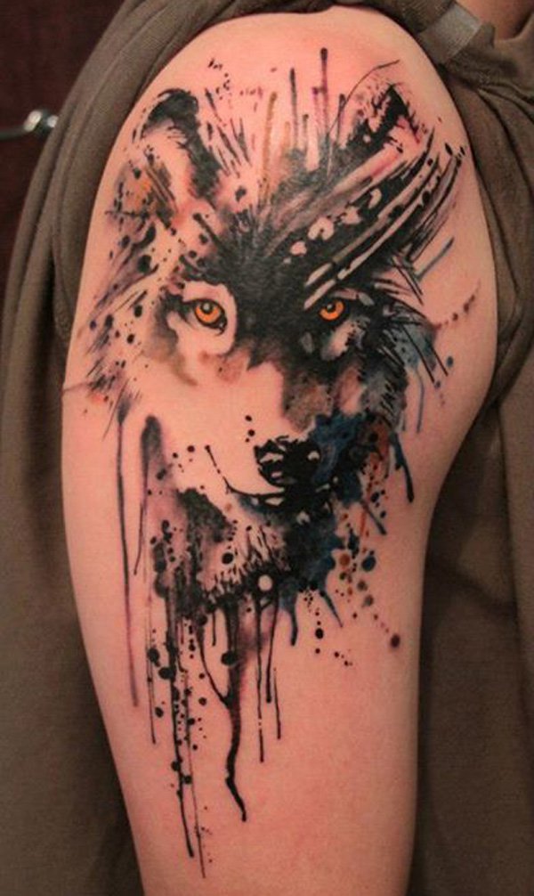 Watercolor Wolf Tattoo 2015
