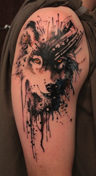 Watercolor Wolf Tattoo Design 2014