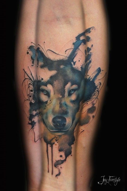 Watercolor Wolf Tattoo Designs