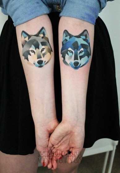 Watercolor Wolf Tattoo Ideas