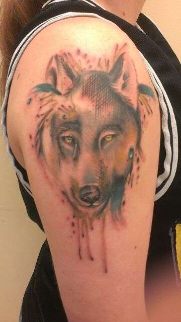 Watercolor Wolf Tattoos