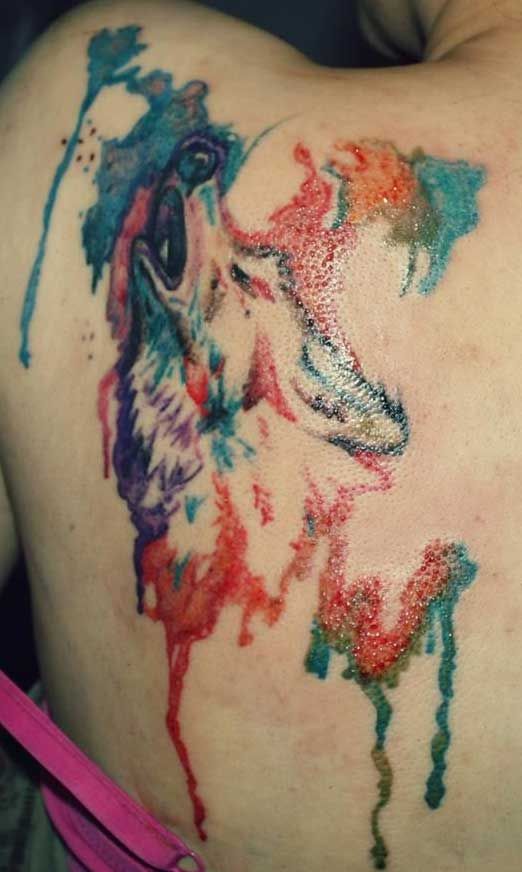 Watercolor Wolf Tattoos