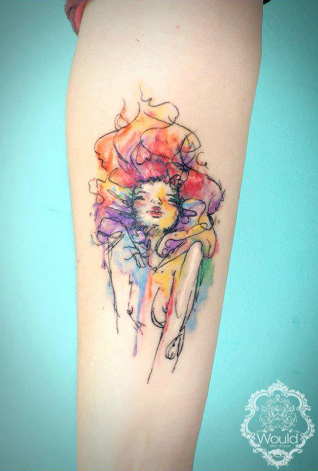 Watercolor style tatto