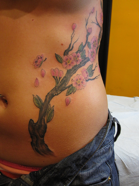 White Ink Cherry Blossom Tattoo 2000