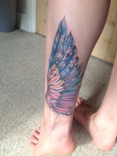 Wing Tattoo On Leg