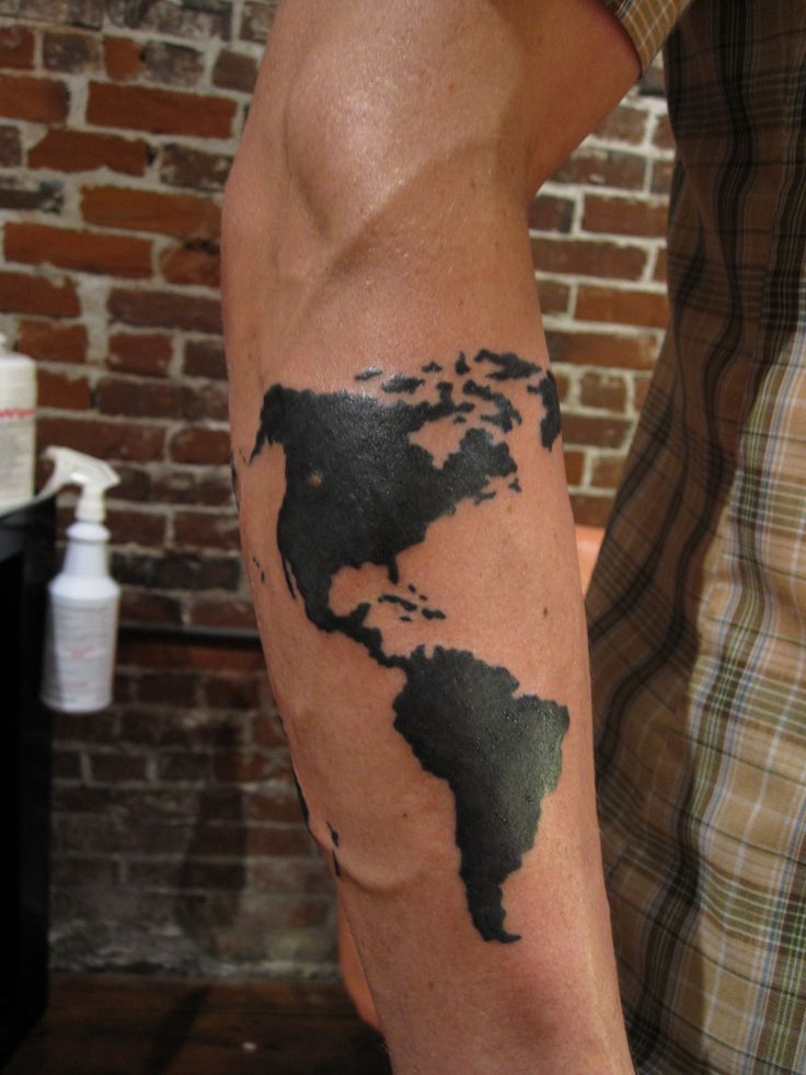World Continents Map Tattoo