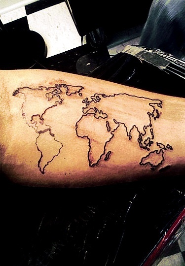 World Map Tattoo Hand Ideas