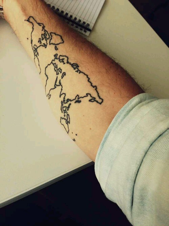 World Map Tattoo On Forearm ideas