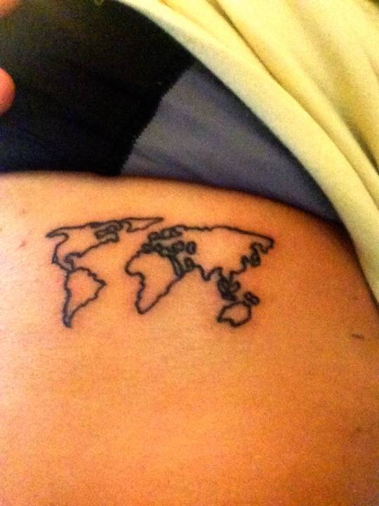 World Map Tattoo Ribs man